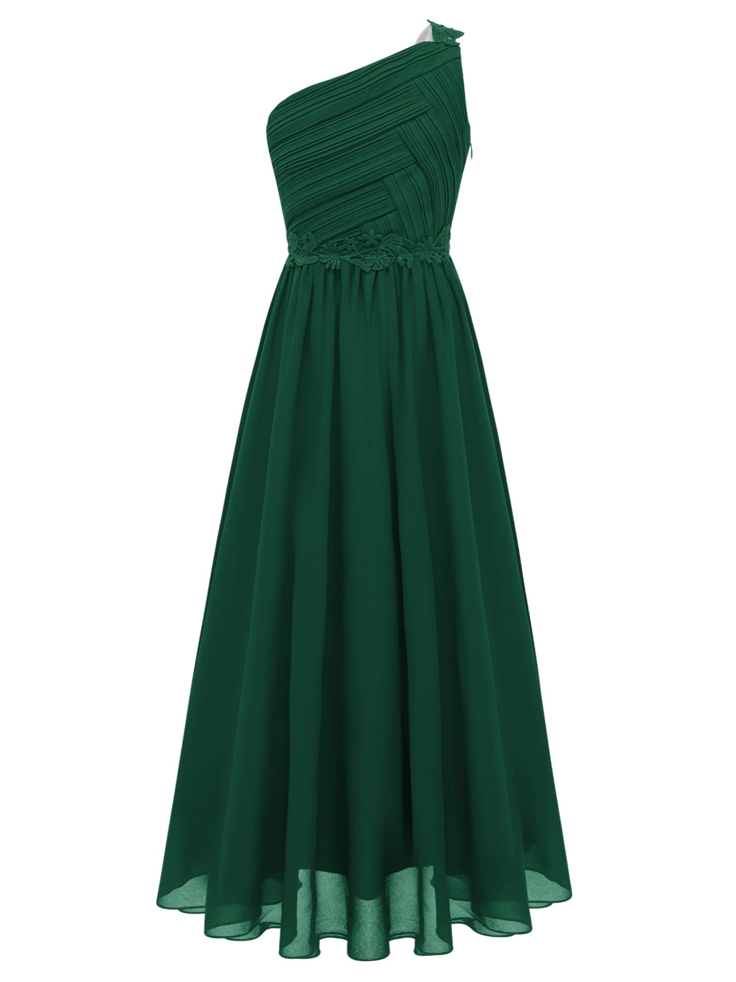 IEFIEL Vestido Largo de Fiesta Boda para Flores Niña Vestido Elegante de Gasa Plisada Sólido Vestido Princesa de Cumpleaños Bola Cóctel 4-16 Años