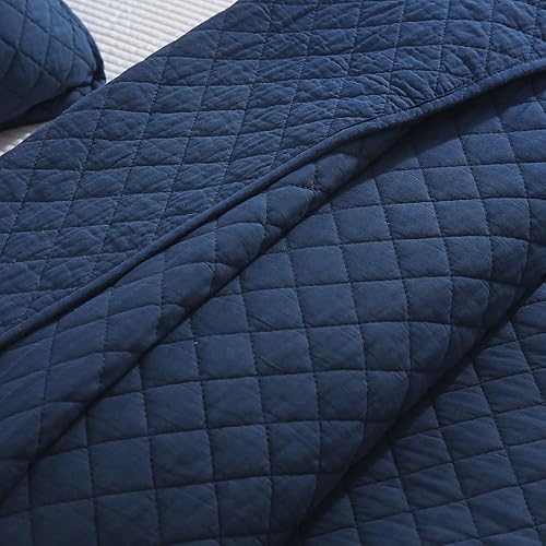 Miniatura 5 de Juego de ropa de cama de algodón tamaño Queen, 3 piezas, reversible, ligero, cubrecama para todas las estaciones, patrón de costuras geométricas,