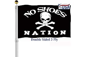 No Shoes Nation Pirate Flag 3x5 ft - Double Sided, 3-Ply Durability