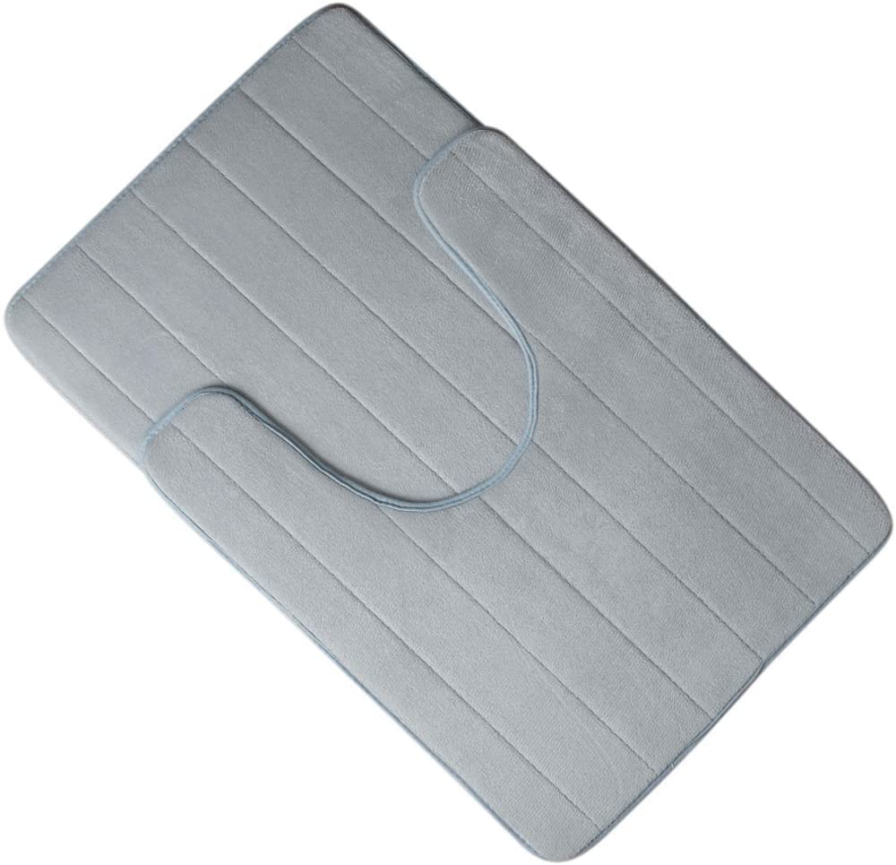 XYWHPGV Memory Foam Badteppiche 2-teiliges Badematten-Set Weicher, rutschfester und saugfähiger Mikrofaser-Badeteppich und U-förmige Toilettenmatte 32"x20"+24"x 20", Silbergrau(31dc5 9e9b4 1cb2d c6fca