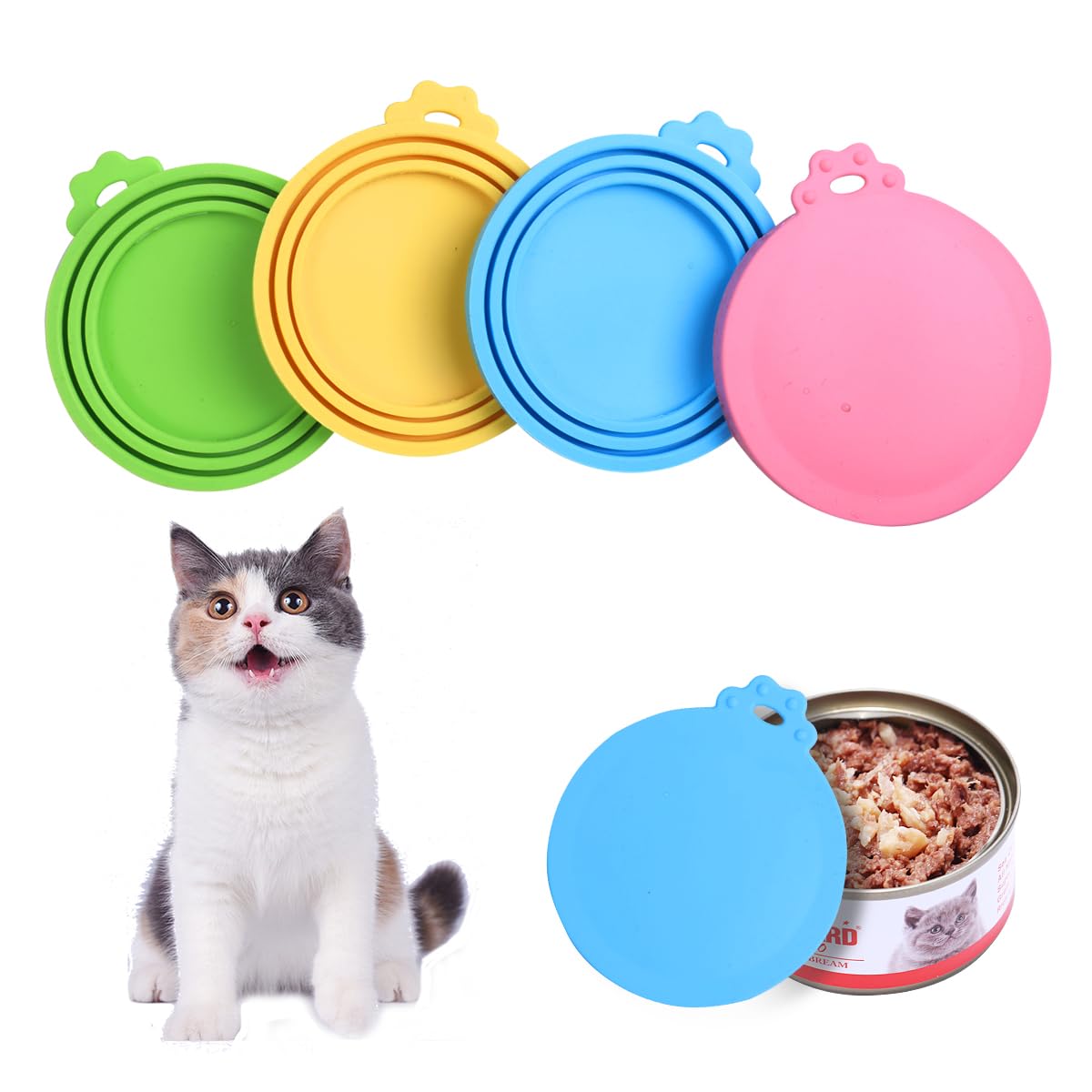 DOULEIN 5 Coperchi In Silicone Per Lattine Cibo Animali - Con Cucchiai, Hermetici E Lavabili - Foto 11