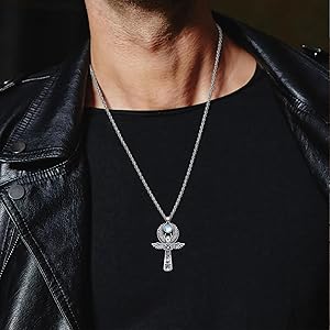 Ankh Necklace Men 925 Sterling Silver Cross Ankh Necklace
