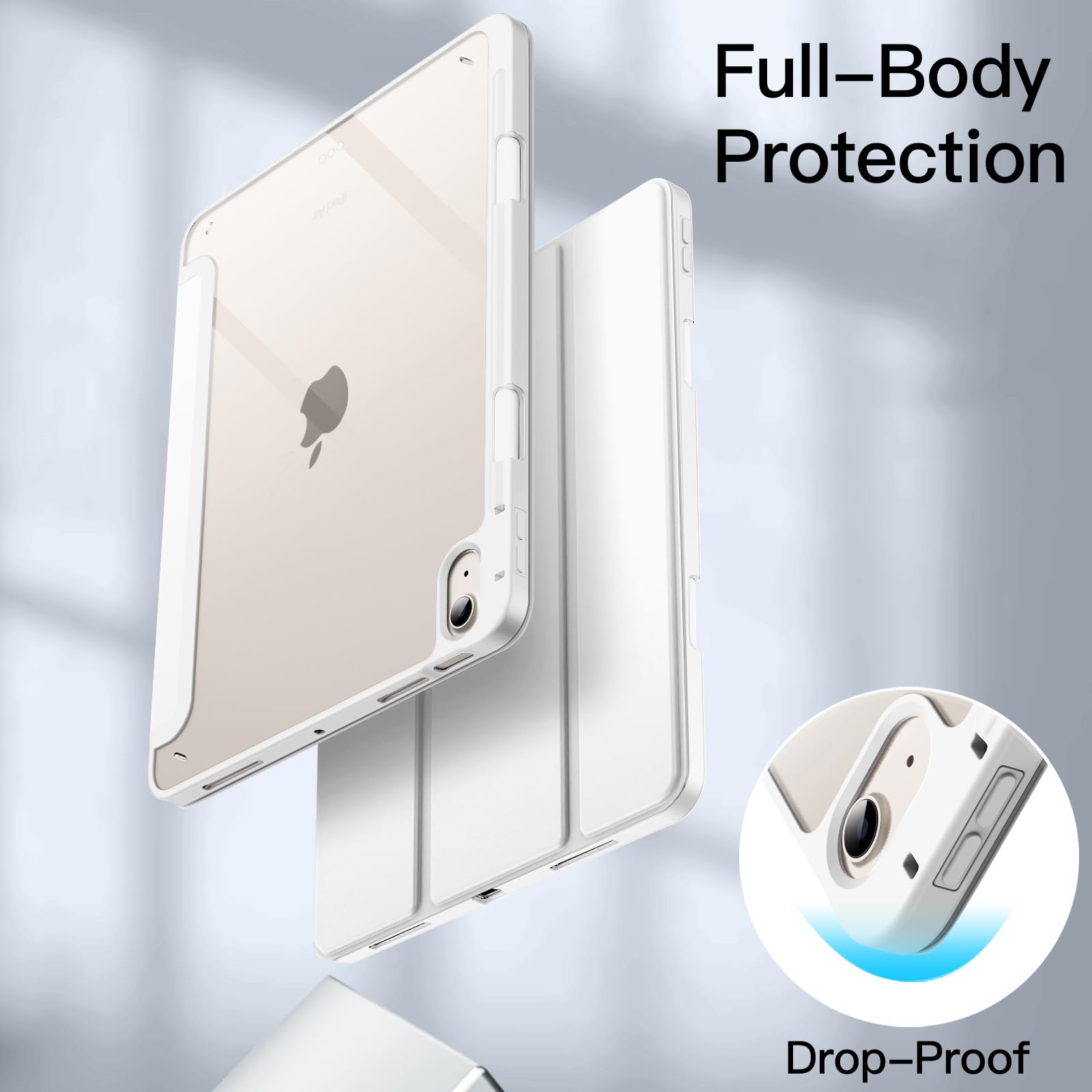 Coque JETech IPad Air 11" M3/M2 & 10,9" - Transparente Avec Support Et Porte-stylo