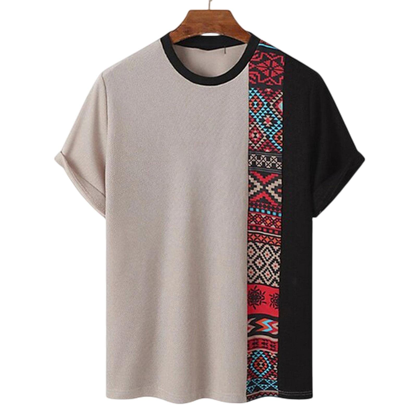 MOGSA T-shirty letnie męskie koszulki nadruk z krótkim rękawem na co dzień oversize sweter okrągły dekolt grafika luźna koszulka-14,2XL
