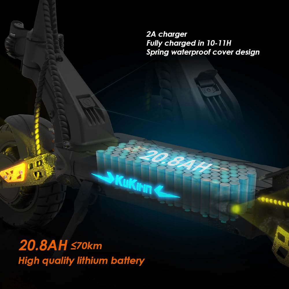 Kukirin G2 Master, monopattino elettrico pieghevole con batteria da 20,8 Ah, doppio motore, autonomia di 70 km, pneumatici da 10", carico massimo di 120 kg, manubrio regolabile in altezza