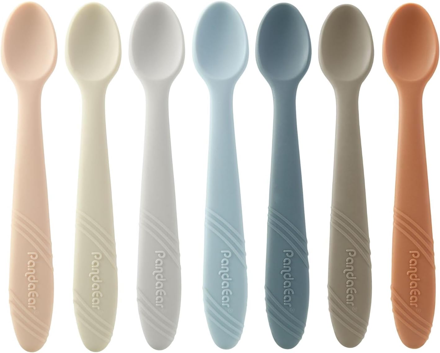 7 Pack Silicone Baby Feeding Spoons, First Stage Training Spoon Infant Utensils Feeding Supplies, BPA Free Gum-Friendly Soft Tip Baby Led Weaning Spoon