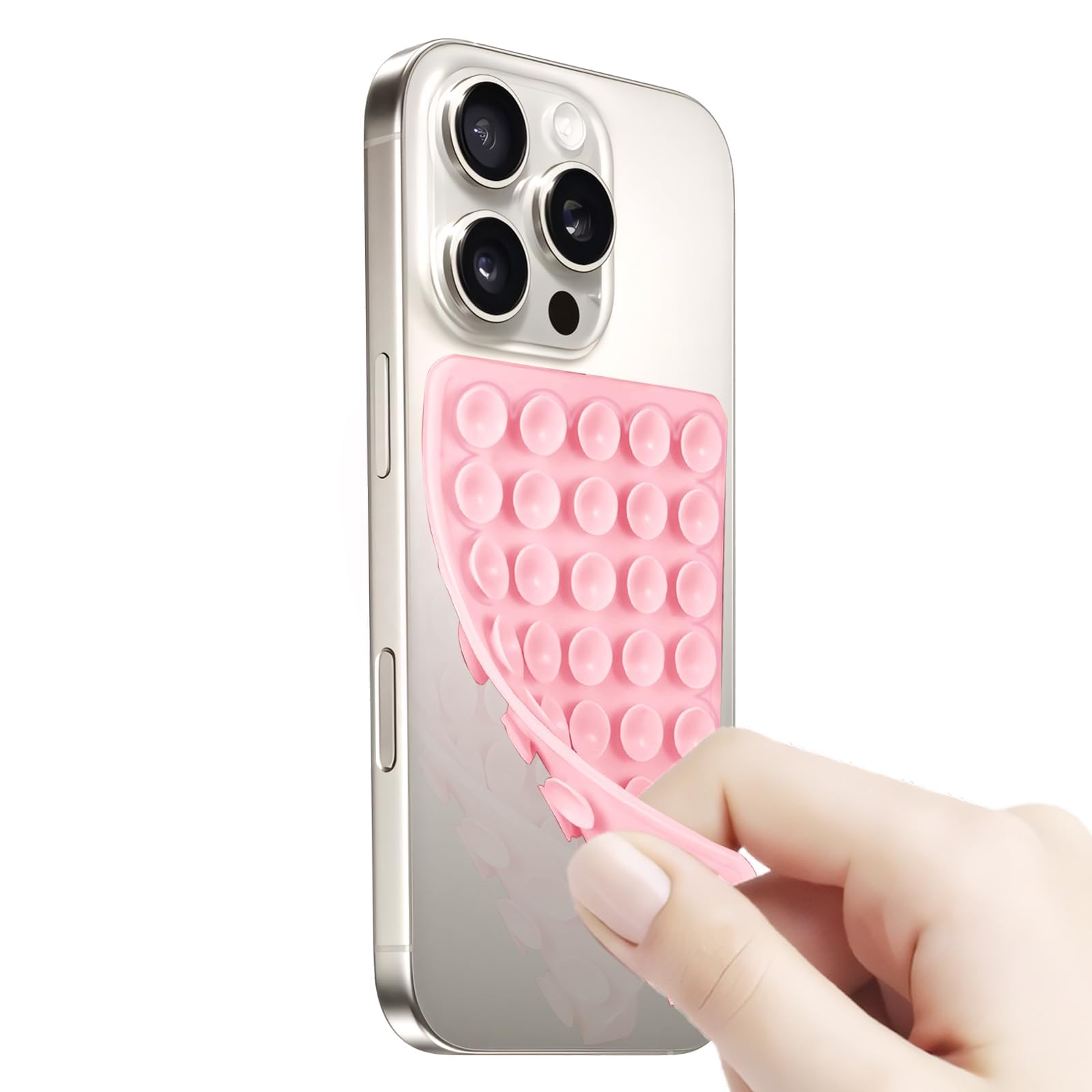 Silicone Suction Cup Phone Case Mount Double Sided, Hands-Free Strong Grip Holder for Selfies and Videos,Silicon Sticky Phone Grip with Higher Suction Power for Cell Phone Light Pink