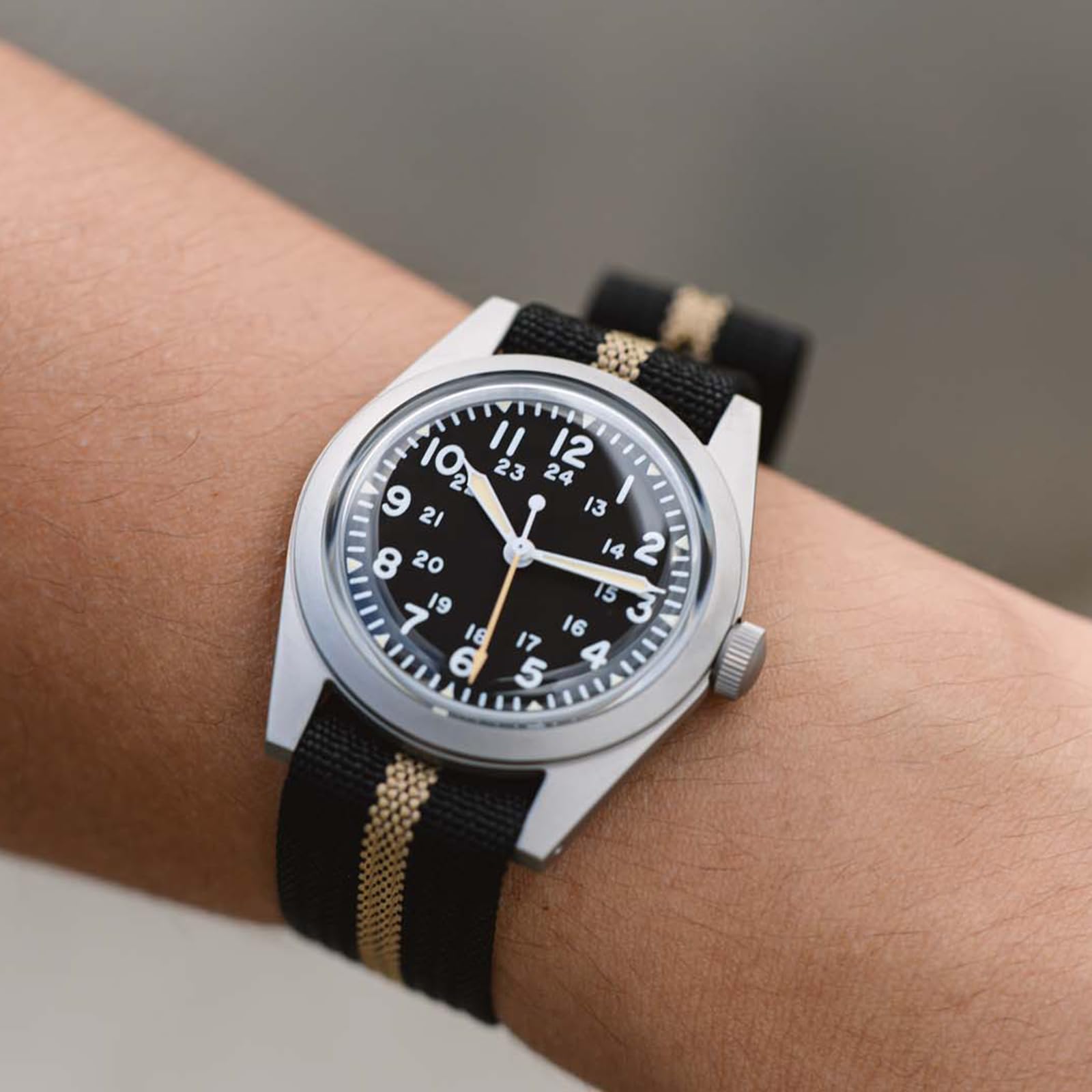 TACTICAL FROG RDUNAE RA04 Montre à quartz pour homme, 35 mm, style rétro, super 2035, lumineuse, étanche à 50 m, avec bracelet en nylon