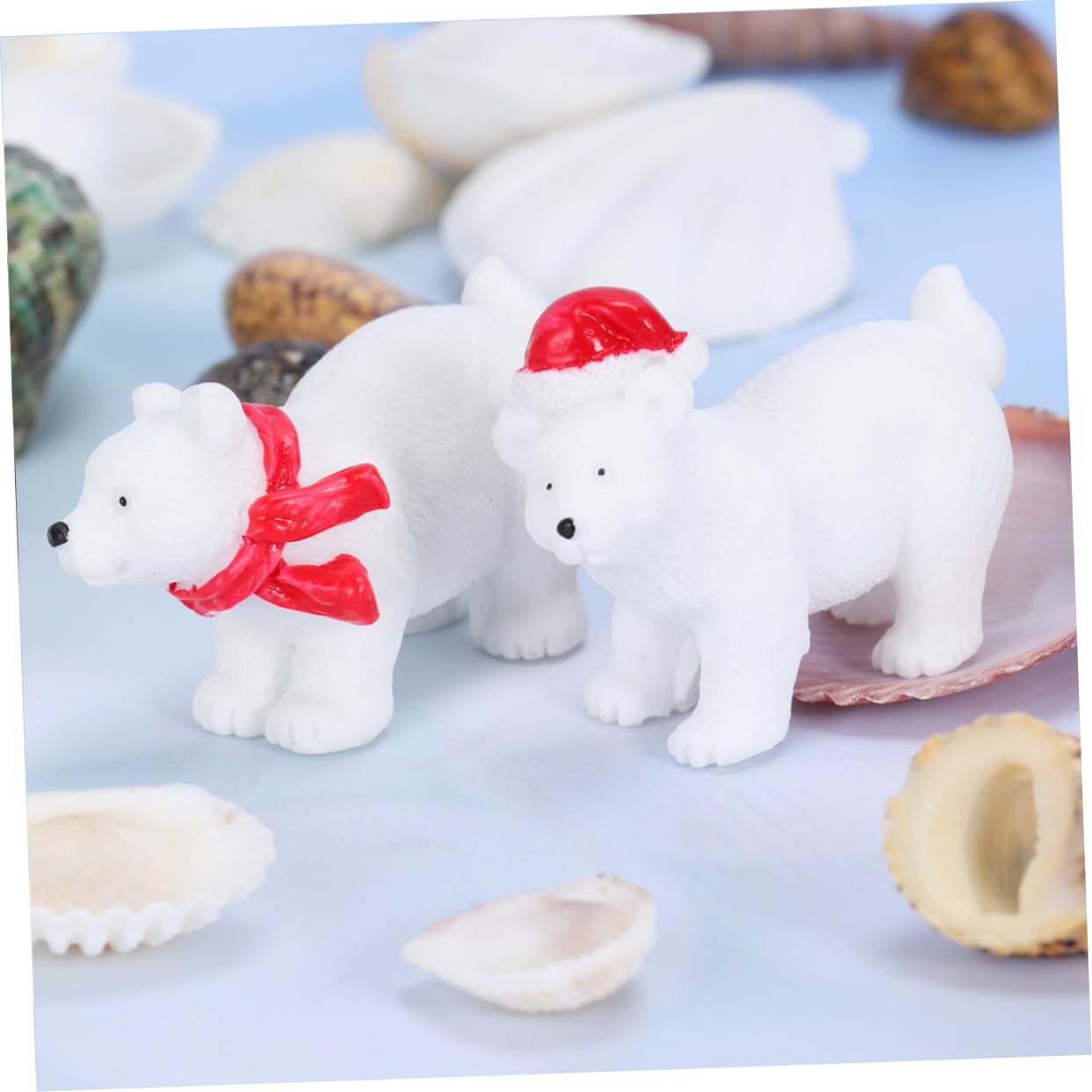Ciieeo Elegante Decorazione Natalizia a Forma di Orso in Miniatura 6 Pezzi Ornamenti in Resina Stili multipli
