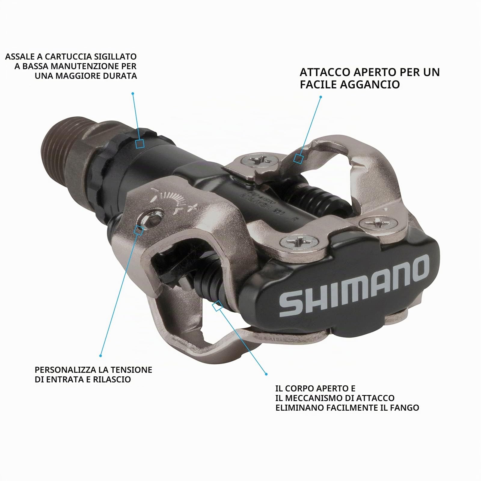 Shimano EPDM520L Pedale MTB SPD, 2 pezzi, colore: Nero