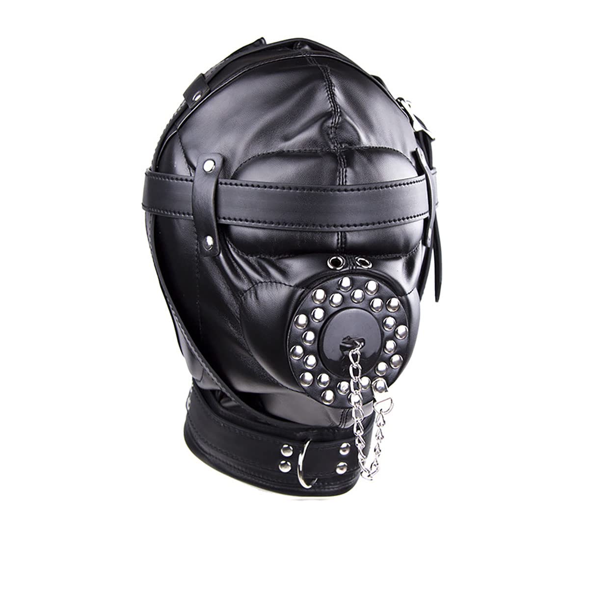 Masque Bondage Avec O-rings En Cuir Pour Tête Et Bouche - Jouet Sexuel Amovible Pour Couples