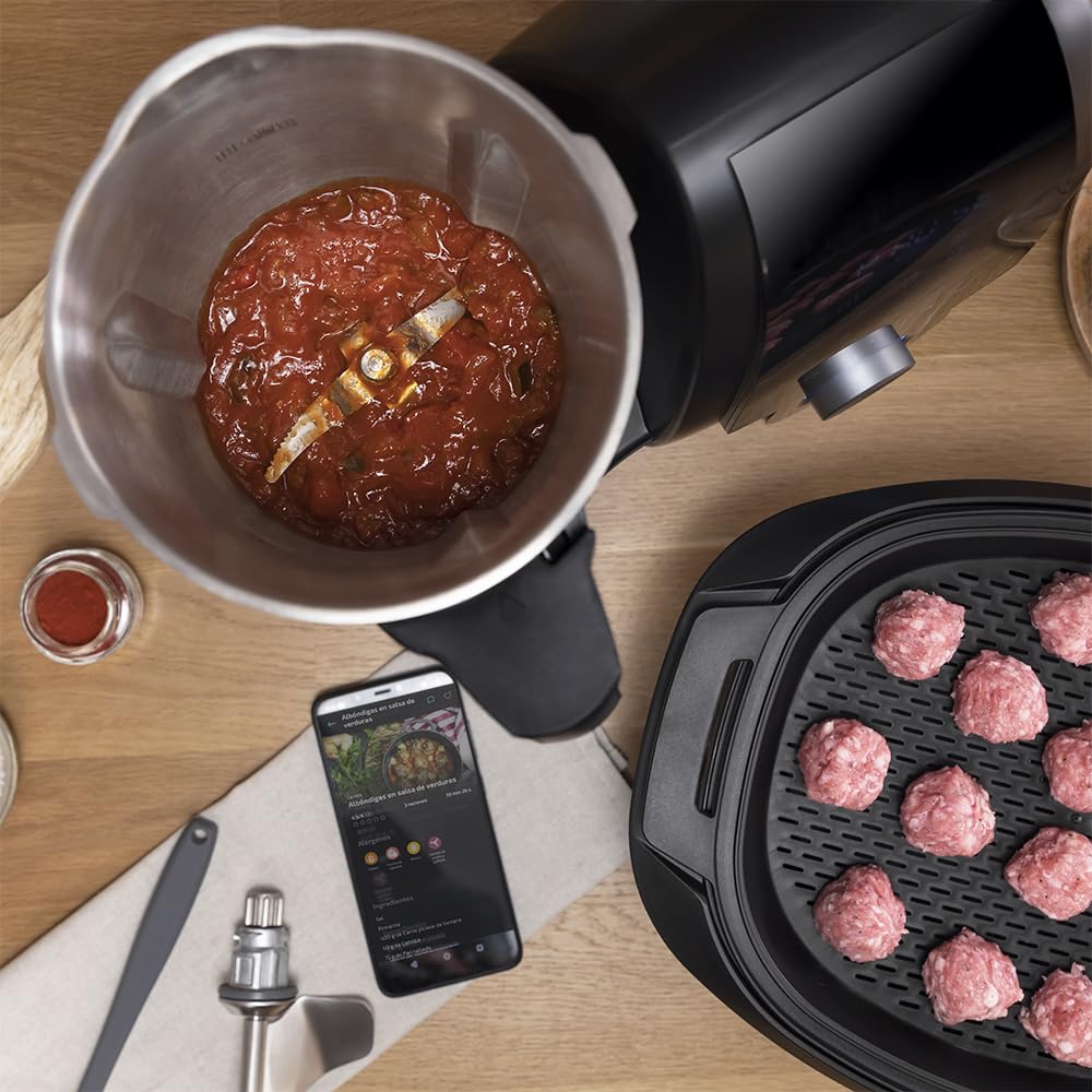 Cecotec Wielofunkcyjny robot kuchenny Mambo 10070, 1700 W, aplikacja, łyżka MamboMix, 30 funkcji, wbudowana waga, dzbanek ze stali nierdzewnej 3,3 l, nadaje się do mycia w zmywarce