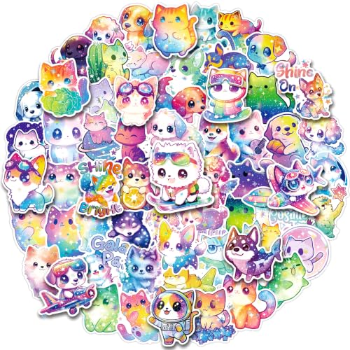 200 PCS Rainbow Cute Cat and Dog Stickers