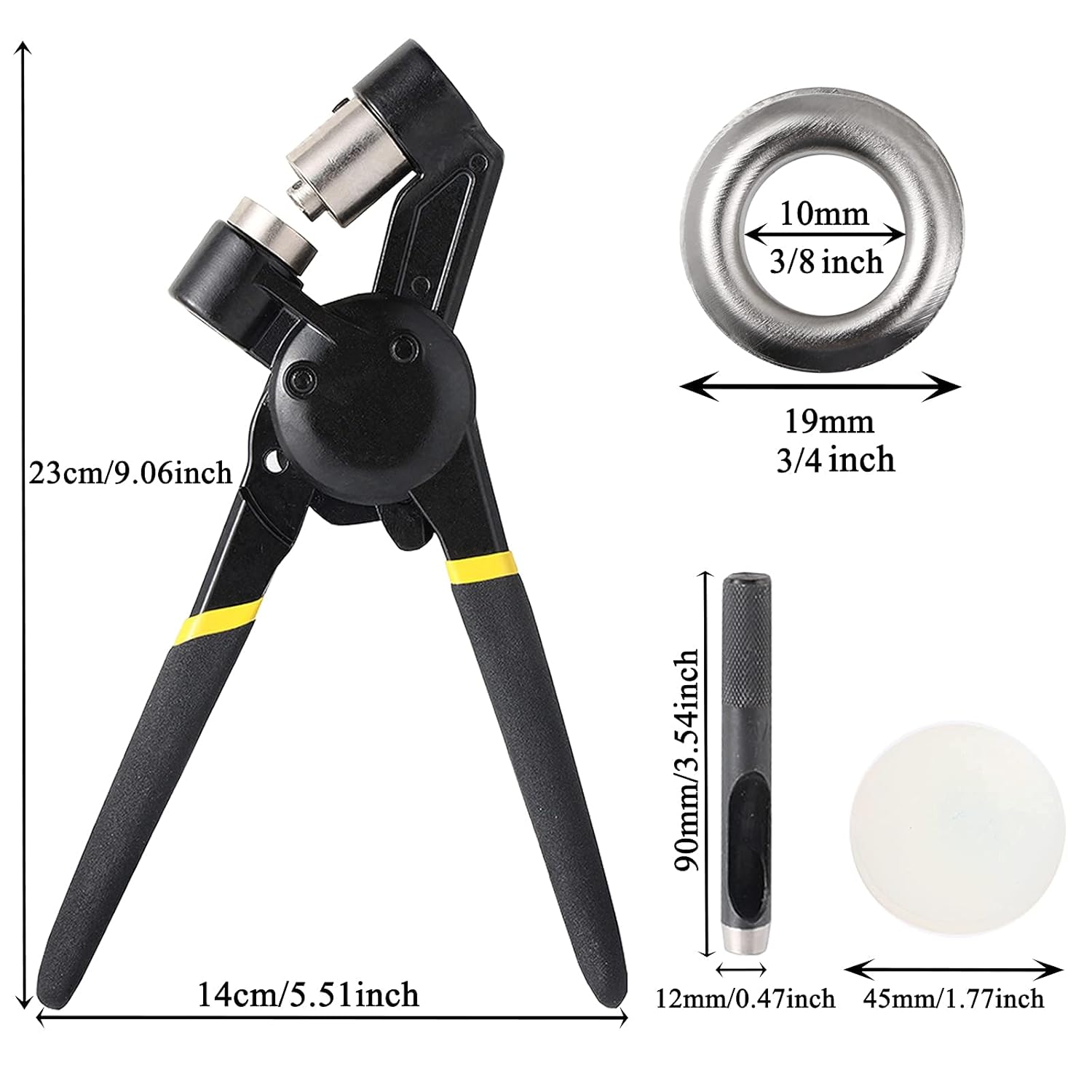 BIZOEPRO Grommet Tool Kit Grommets Press Grommet Pliers Punch Kits Handheld Eyelets W/with 500pcs 3/8 Inch (10mm) Silver Grommets Tarp Fabric Leather Shoes : Industrial & Scientific