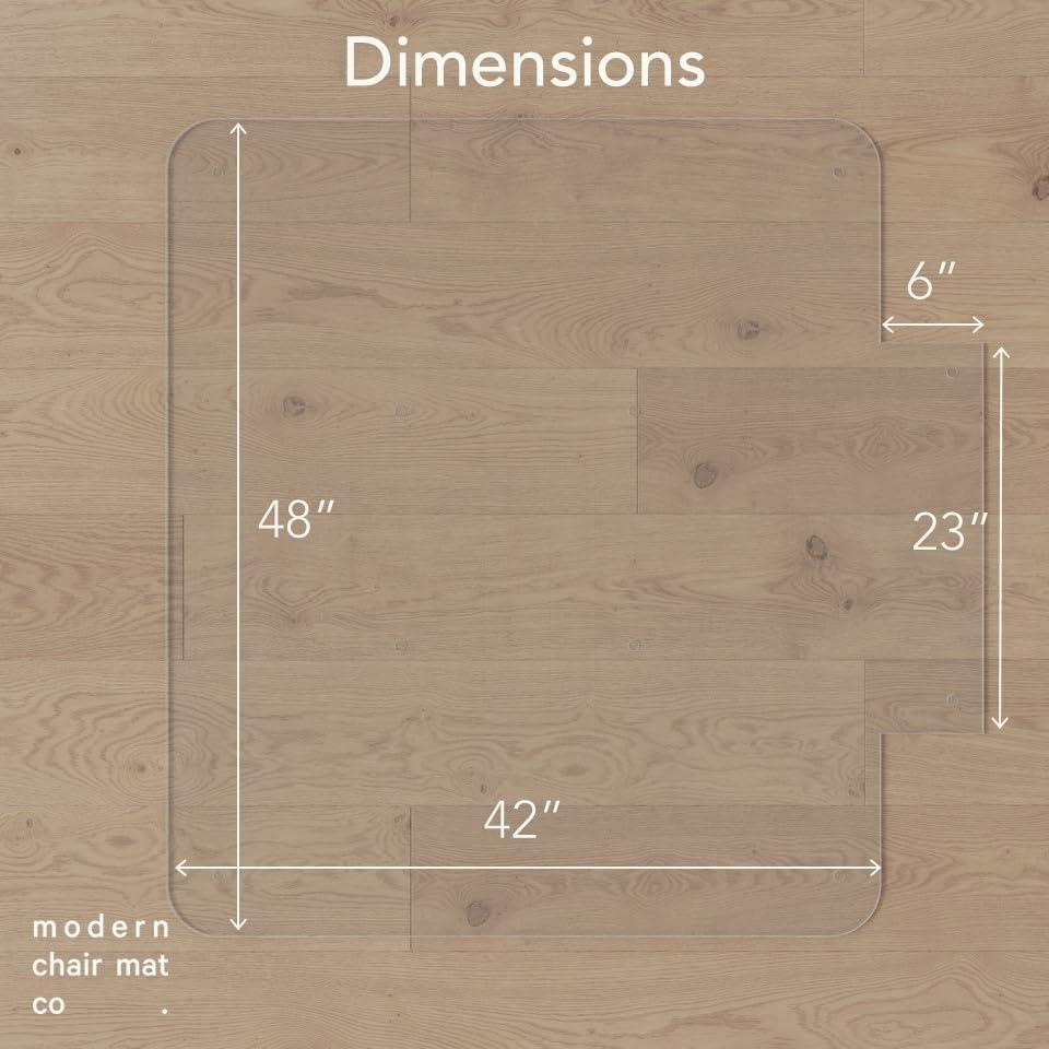 Office Desk Glass Chair Mat - Clear Tempered Glass - Easy Glide - Protects Carpet and Hardwood Floors - 42" x 48" w/Tab