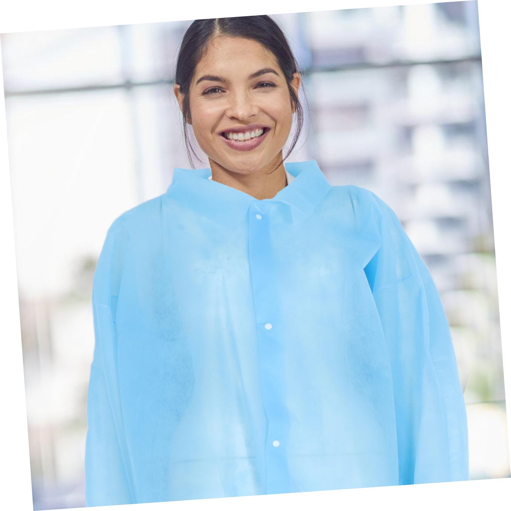 ULTECHNOVO Blouses Jetables Confortables Lot de 10 et Tissu Non Tissé Bleu Adaptées aux Environnements de Travail Professionnels