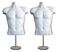 Vista 15 de DisplayTown - Maniquí masculino de torso con soporte de metal, parte trasera hueca, cuerpo apilable, forma de vestido para exhibición de camisetas