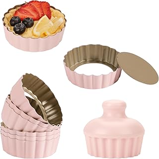 1 Inch Deep Mini Tart Pan Set, 6PCS 3.6 Inch Tart Pans with Removable Bo...