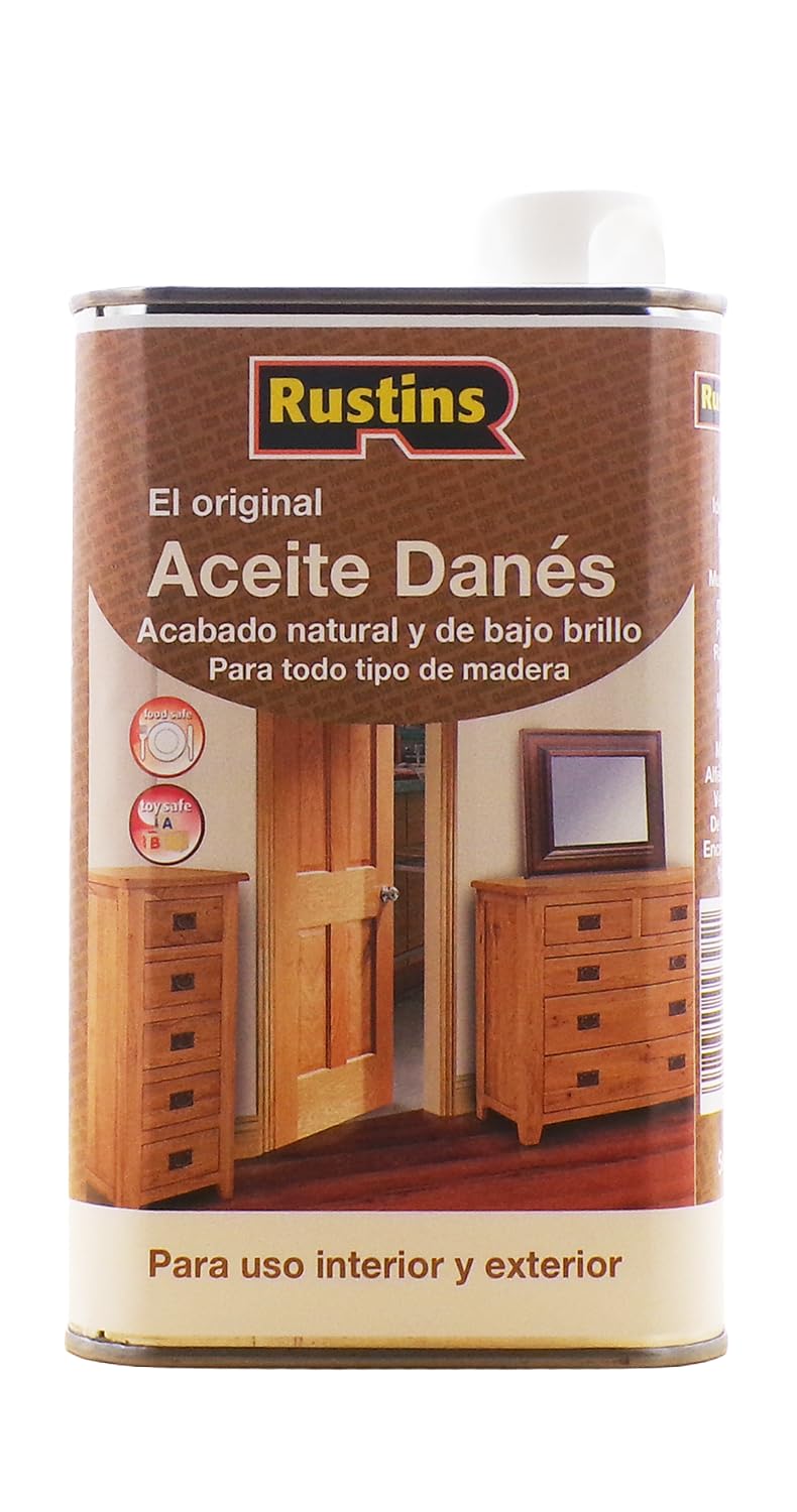 Rustins 500ml Aceite danés claro original para todo tipo de madera - exterior e interior - seguridad, comida y juguetes 6 à 7 m²