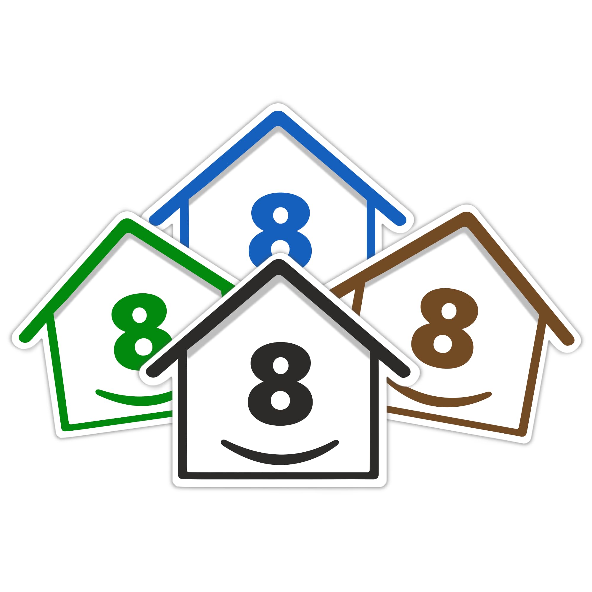 4 x Bin Numbers for Wheelie Bins, 1-99, 15cm ‘Happy House’ Colour Design Dustbin Stickers, Easy Application Stick On Number Stickers - Weatherproof Self Adhesive Vinyl – Blue, Black, Green, Brown (25) — view 53