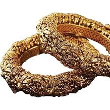 Mirraw Classy Looking Gold Studed Bangle Pair for Women Traditional, Size 2.4-2.8