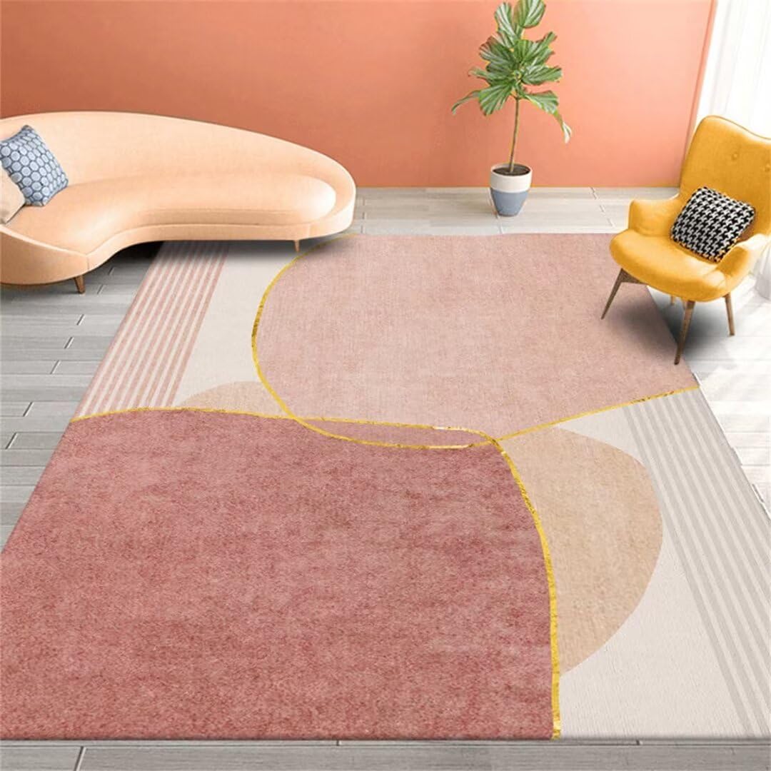 Tapis de chevet rose 200x290 grand tapis chien velours bas salon