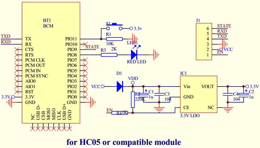 HiLetgo HC-05 Wireless Bluetooth RF Transceiver Master Slave Integrated Bluetooth Module 6 Pin Wireless Serial Port Communication BT Module for Arduino