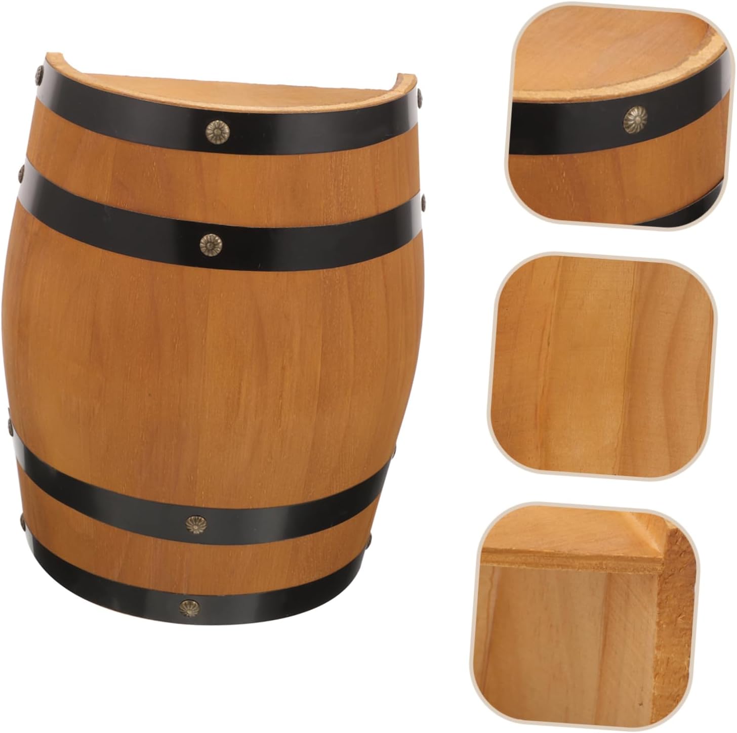 Wooden Half Barrel Decor for Wine Rustic Wall Art Oak Finish Whiskey Barrel Wall Hanging for Home Bar and Wine Cellar Decoration