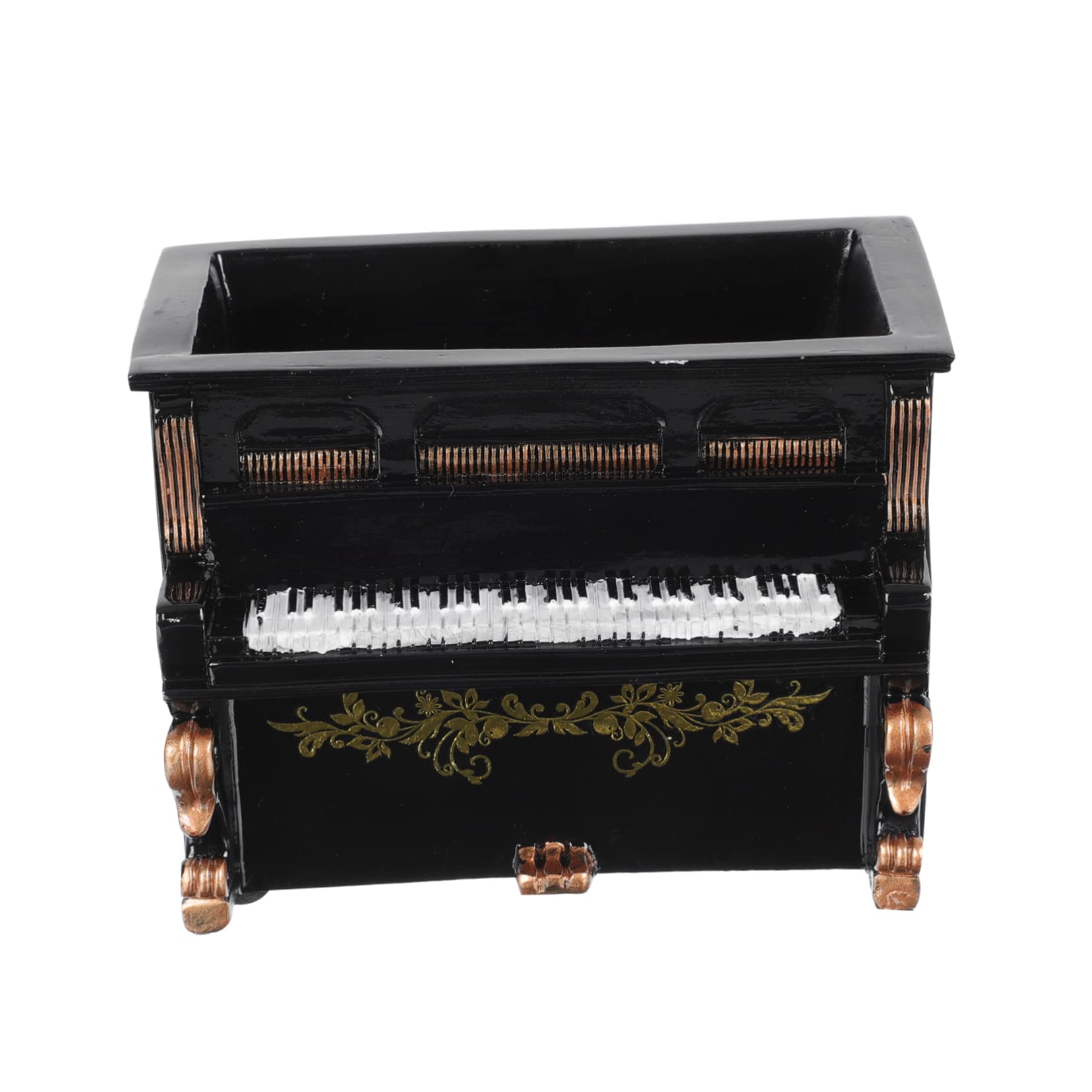 Mini pot de fleurs forme de piano avec détails sculptés pour petit cactus