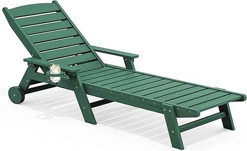 Miniatura 54 de SERWALL Juego de 2 Sillas Tumbonas para Patio, 78'' de Largo, 5 Posiciones Ajustables, HDPE, Tumbona para Exteriores para Piscina, Silla de Salón