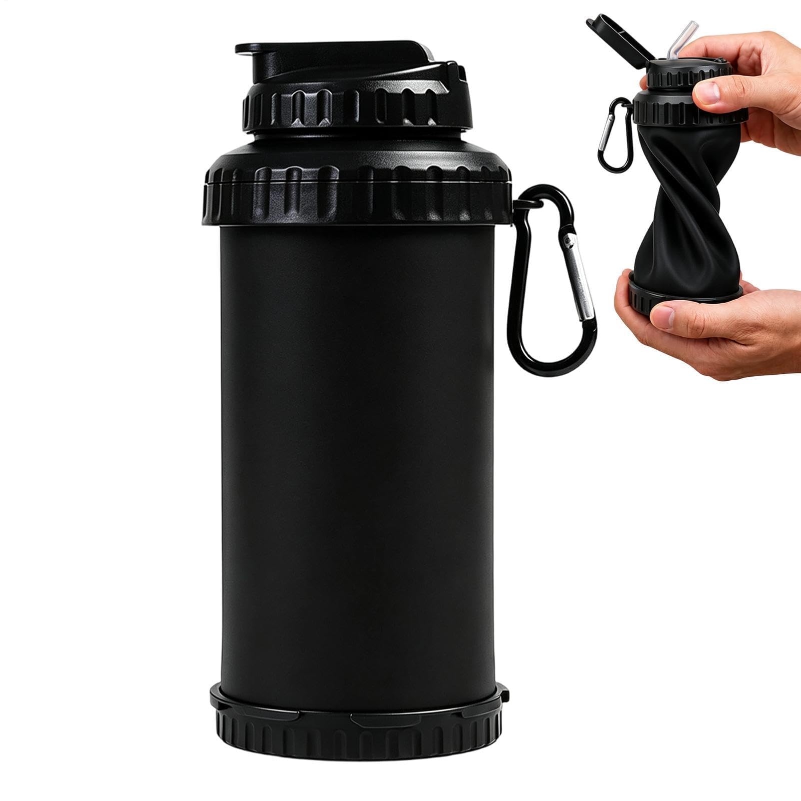 Bouteille d'eau en silicone anti-fuite de 750 ml avec paille | Bouteille d'hydratation légère et pliable pour randonnée, camping, randonnée, cyclisme, course à pied, escalade, gym