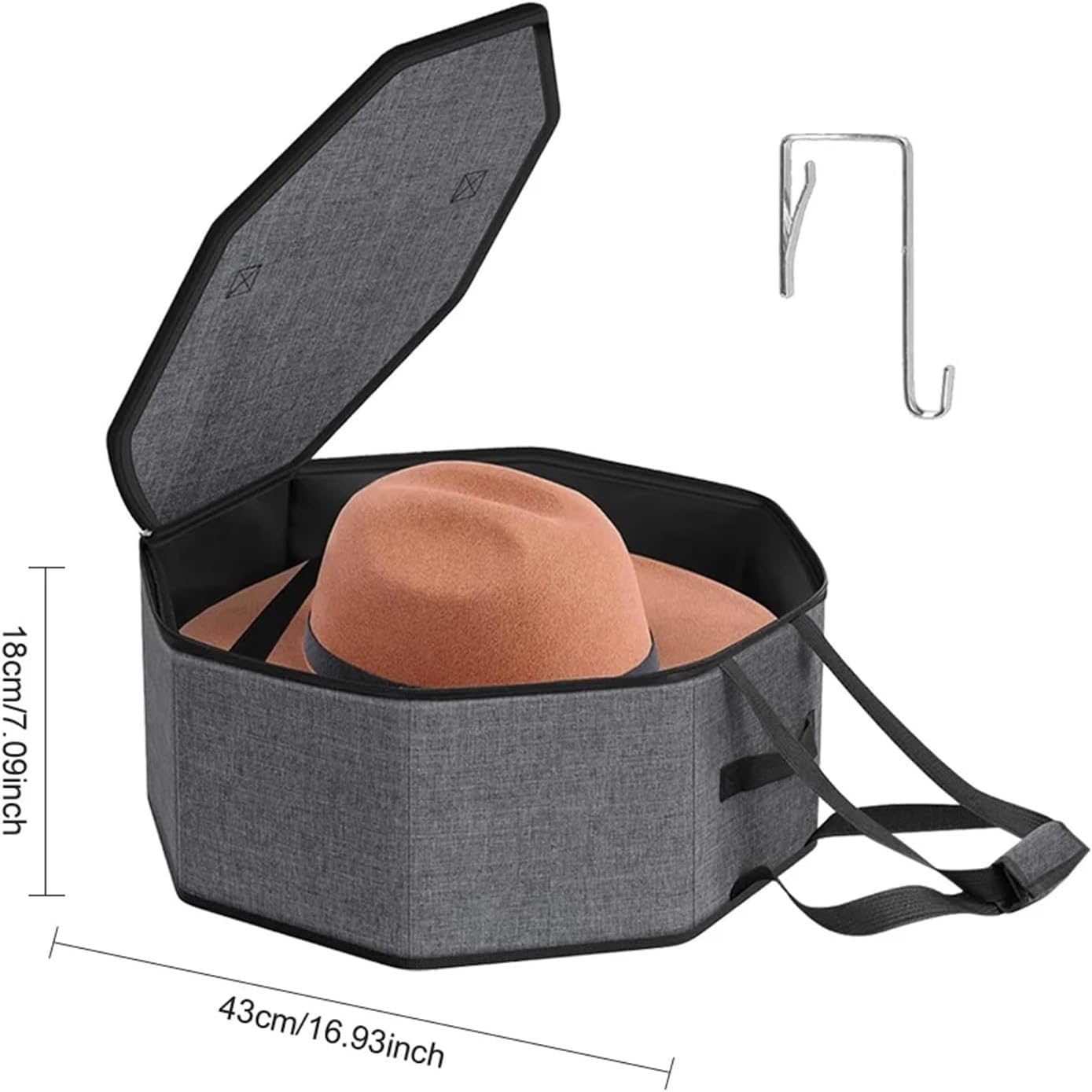 Hat Box Foldable & Stackable Hat Storage Box, Organizer with Handle and Sturdy Frame(Black)