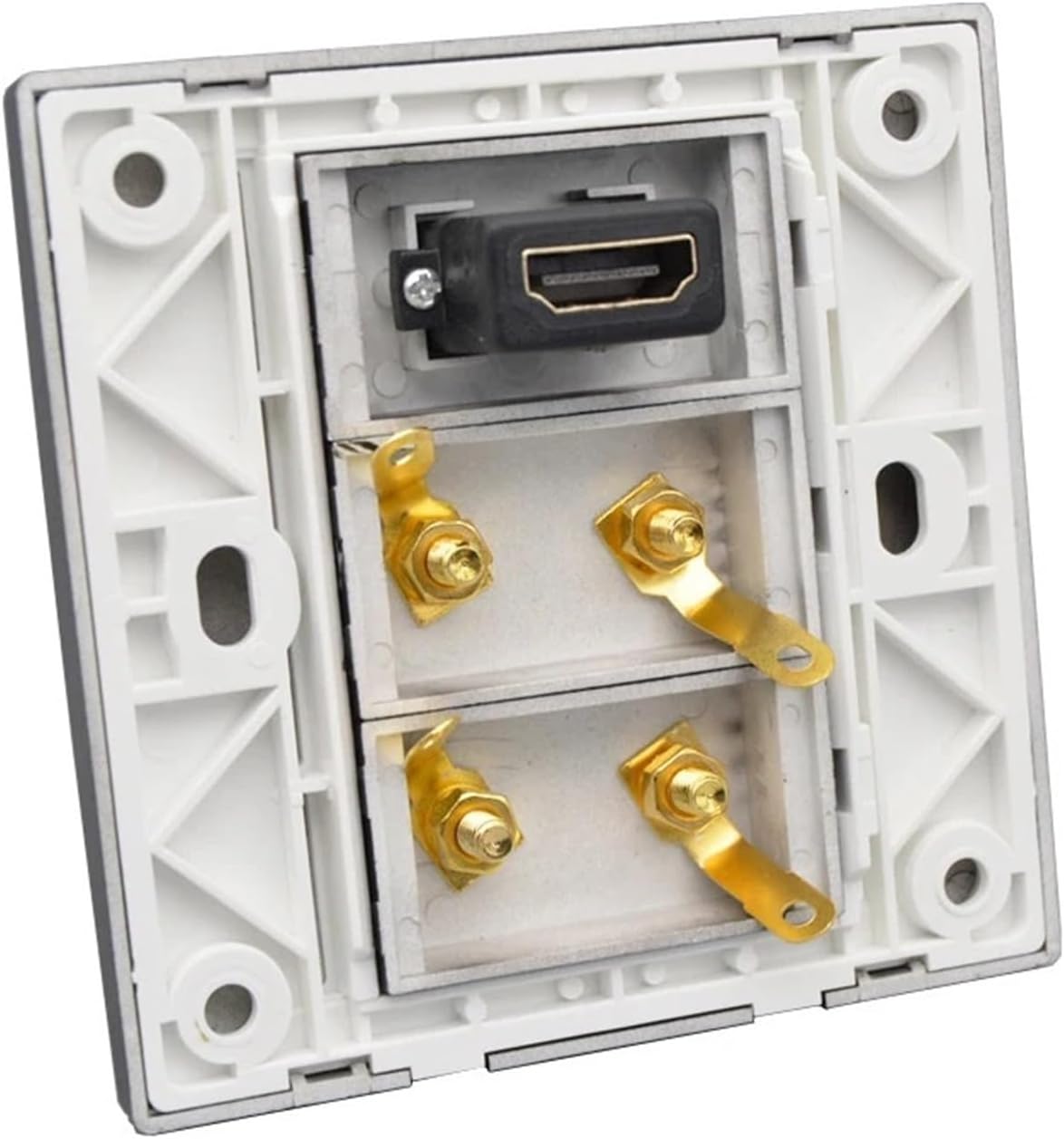 4-Piece Hifi Speaker Wall Panel with HDMI 2.0 Sockets, Four-Port Audio Connectors, Black Panel