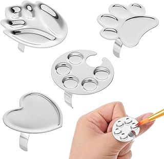4 Pack Mini Nail Art Palette, Nail Polish Palette, Finger Rings Metal Manicure Palettes Tools, Gel Palettes Manicure for Nails Art Display