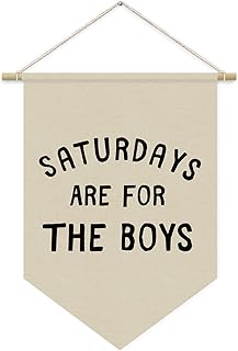 Saturdays Pennant Flag Banner, Boys Room Wall Hanging Decor for Playroom