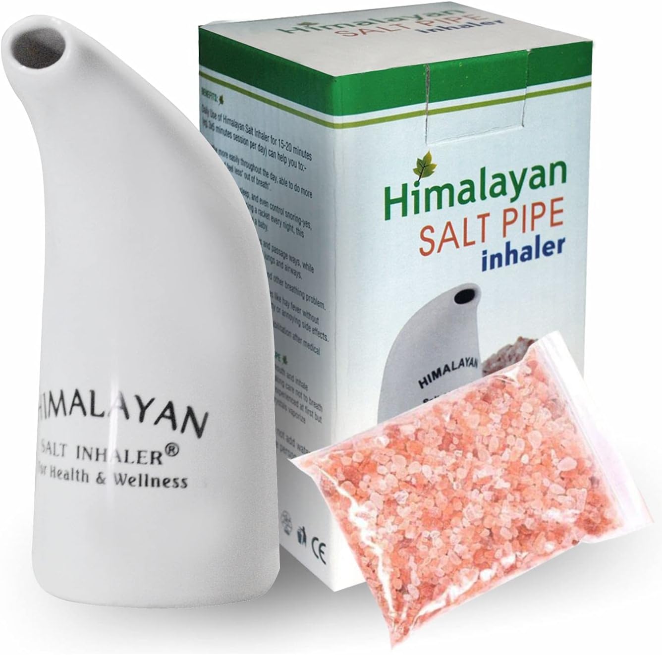 ONEX Health Original Himalayan Salt Inhaler Pipe Ceramic Filled with 100% Pure Himalayan Salt - with hygienic with 200Grm Salt Free (Pack of 1 Salt Inhaler)