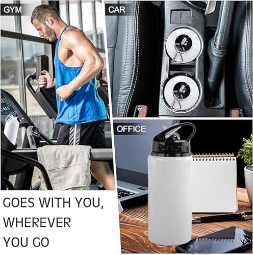 Sublimationsrohlinge aus Aluminium, 600 ml, weiß, Sport-Aluminium-Flasche, tragbare Outdoor-Reiseflasche mit Laptop-Farbdeckel, für DIY-Wärmeübertragungsdruck, 10 Stück