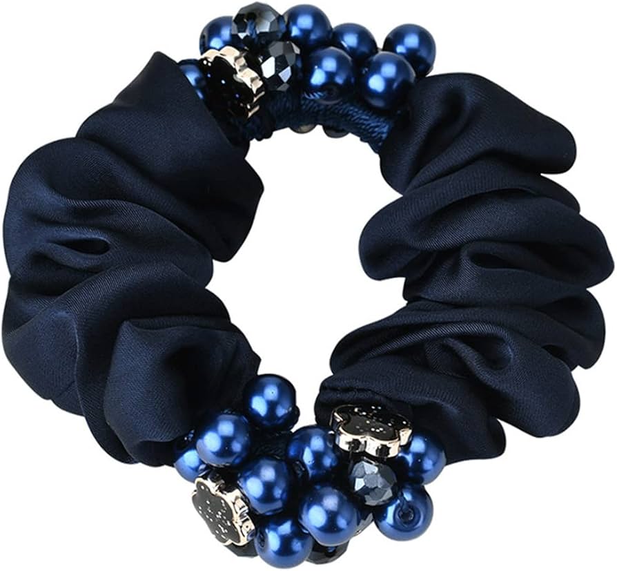 シュシュ  ヘアゴム  ビーズ  ブラックキューブ シュシュ ヘアゴム ビーズ ブラックキューブ