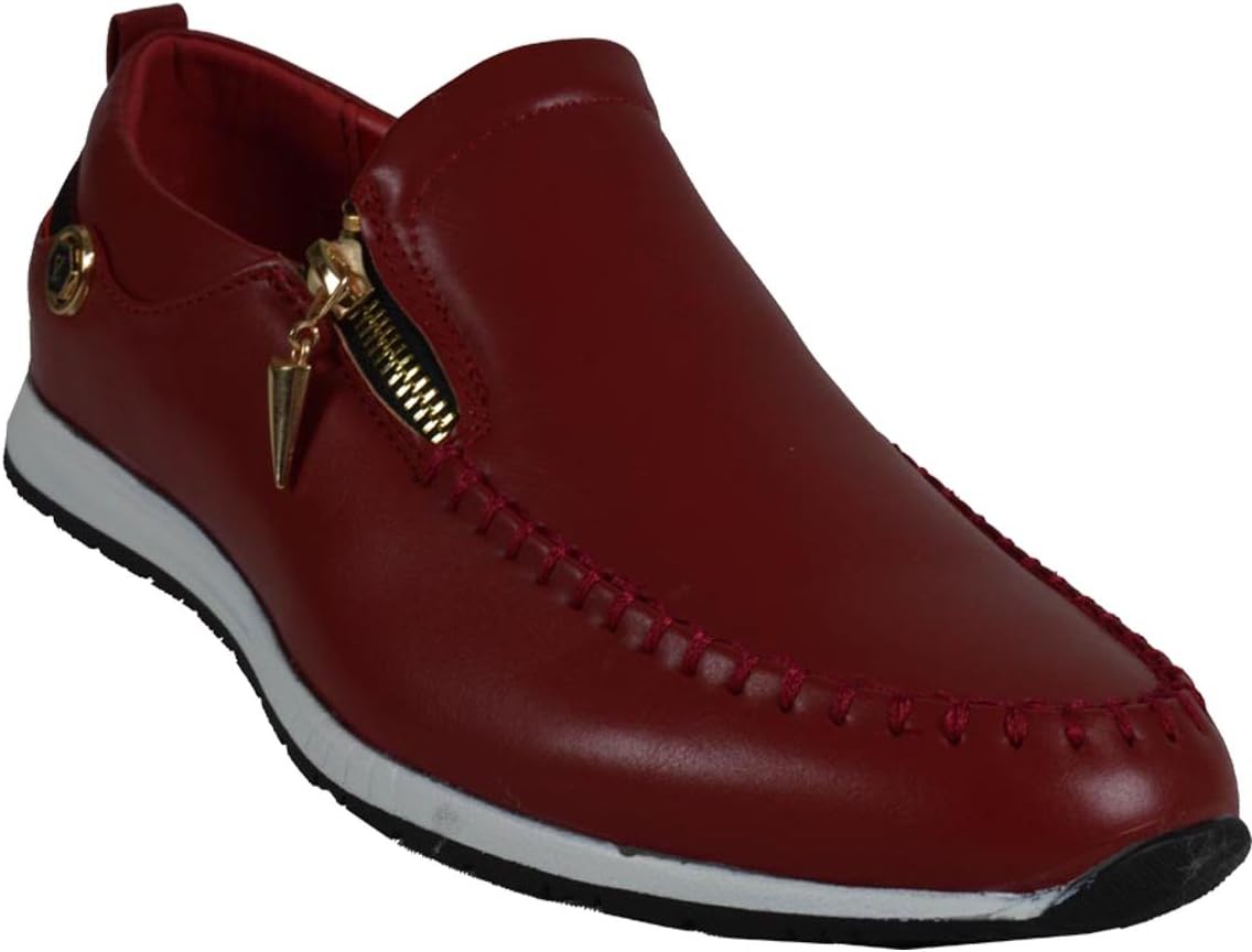 Men's Dress Shoes Slip-On Casual Loafers 81Y011 (7.5, Red)