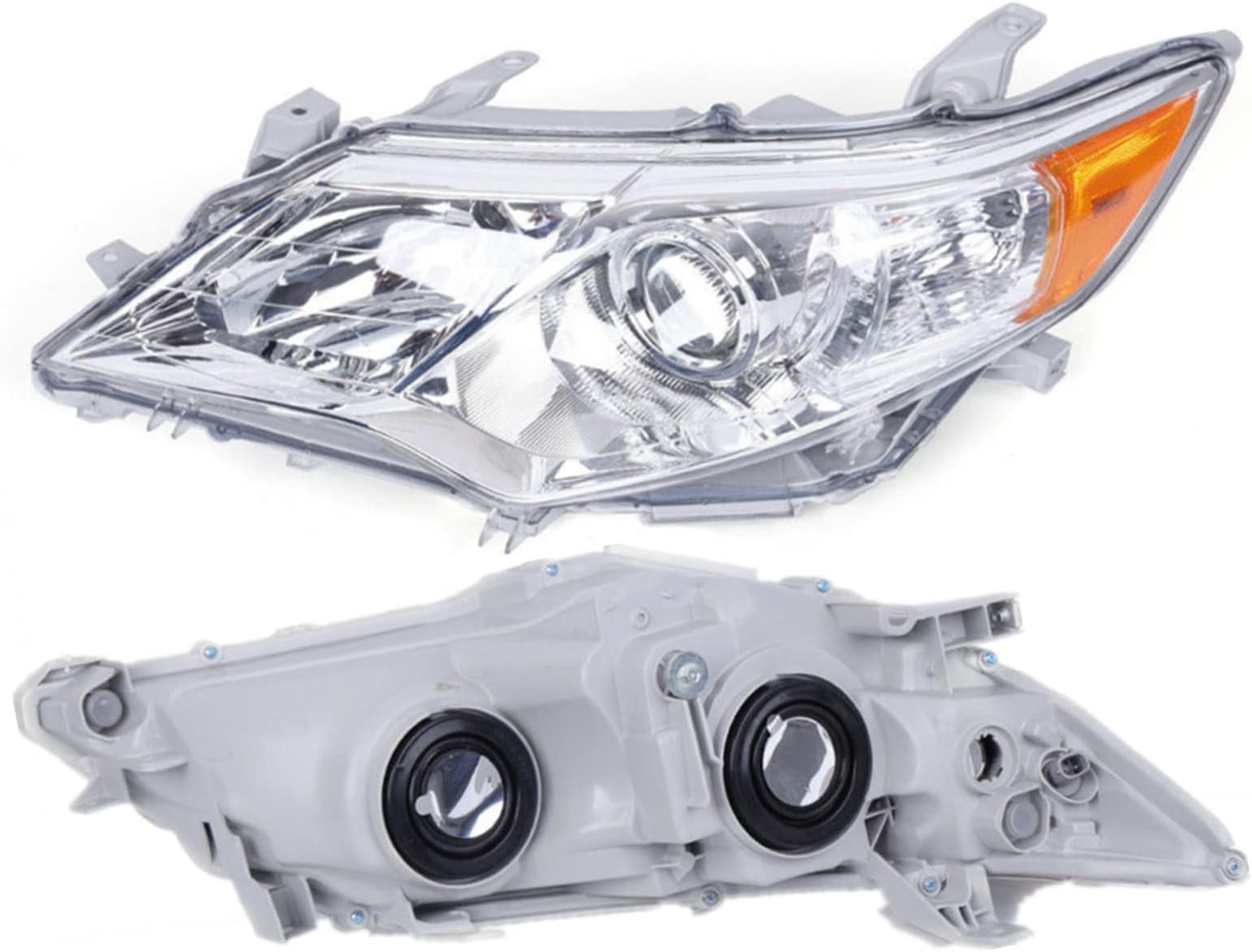 Headlight Assembly for 2012 2013 2014 Camry Models Front Left Driver Side Chrome Headlight Projector Headlamp Replacement 8115006470, 8111006470