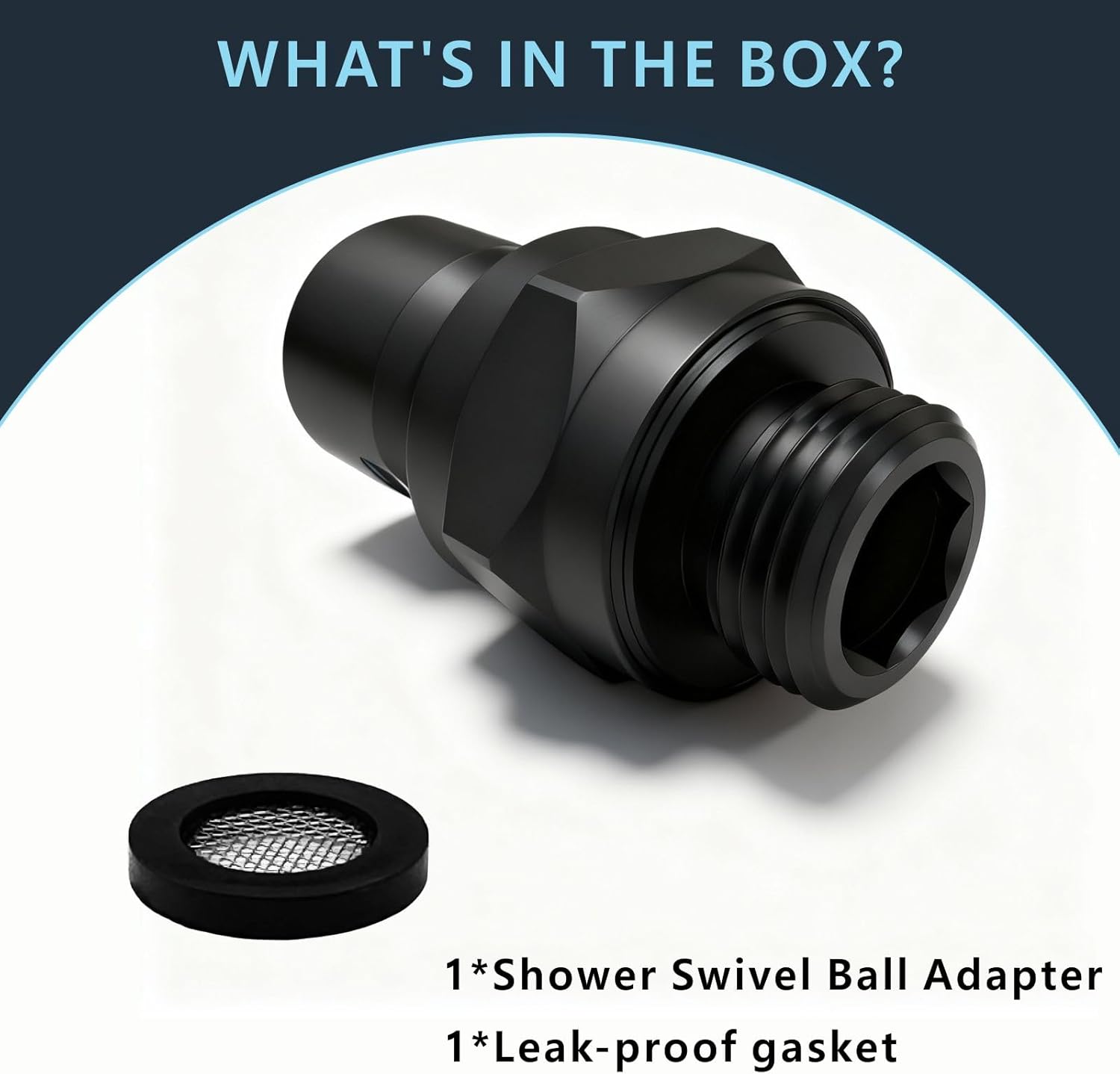 Voolan Solid Metal Shower Head Swivel Ball Adapter, Adjustable Pivot Ball To Adjust Showerhead Angle, Universal Connector Joint Fits Fixed, Hand Held & Rain Shower, Matte Black