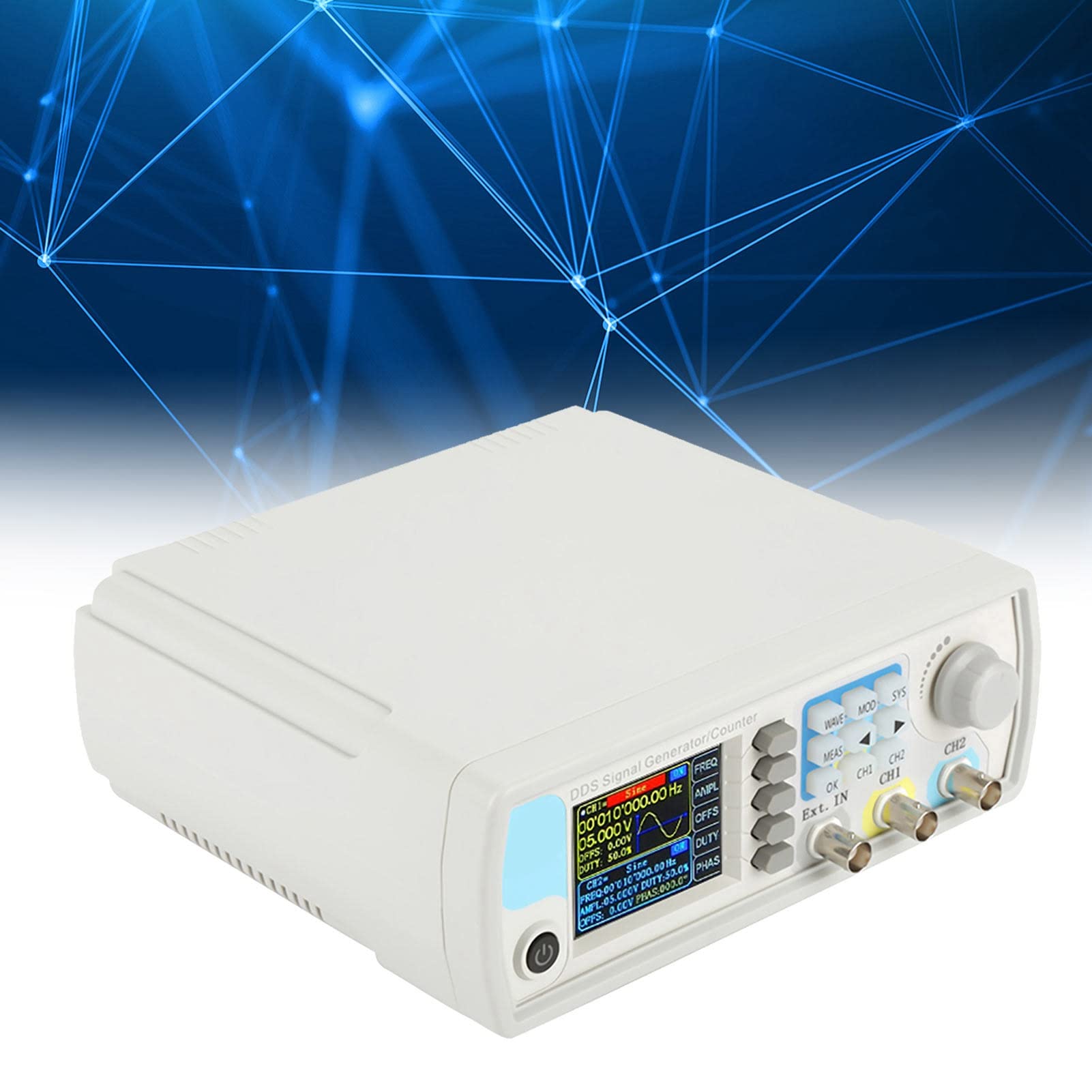 AMONIDA JDS6600 Generador de Forma de Onda Arbitraria con Función de 60 MHz Generador de Señal de Fuente de Señal Digital con Pantalla TFT de 2,4 Pulgadas Contador de Ráfaga (Estándar europeo 15HZ)