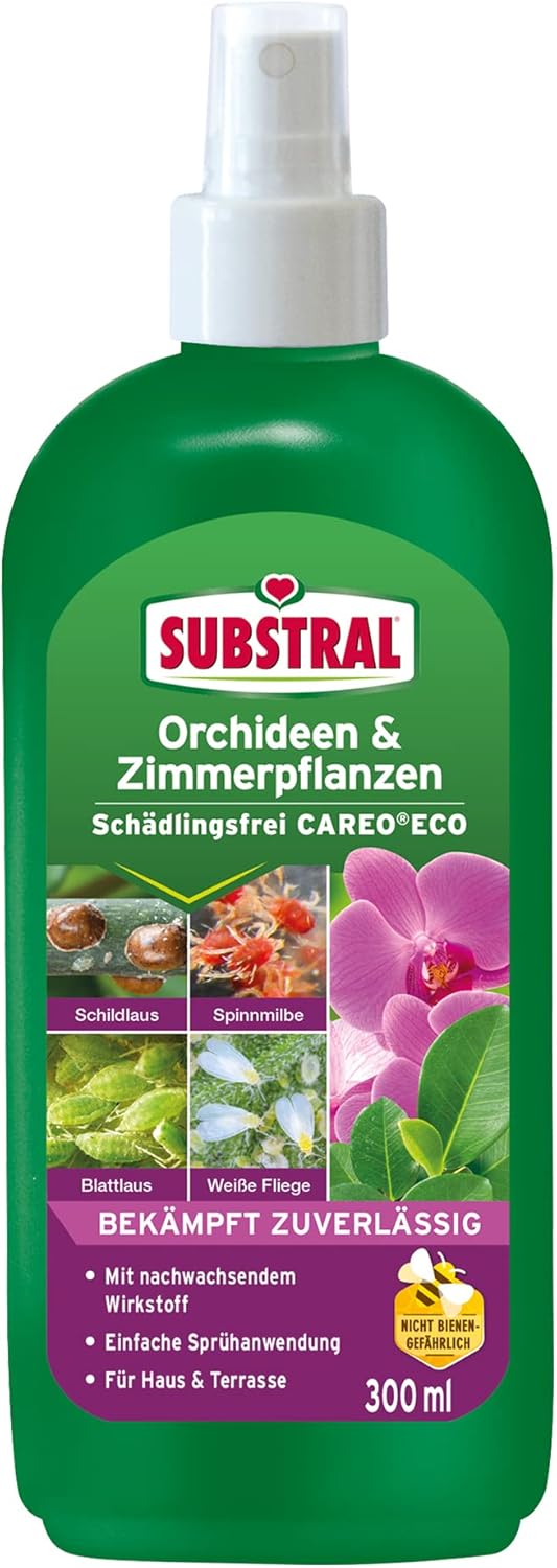 Substral Orchideen & Zimmerplanzen Schädlingfrei Careo Eco, 300 ml - gegen Blattlaus, Schildlaus, Spinnmilbe und Weiße Fliege