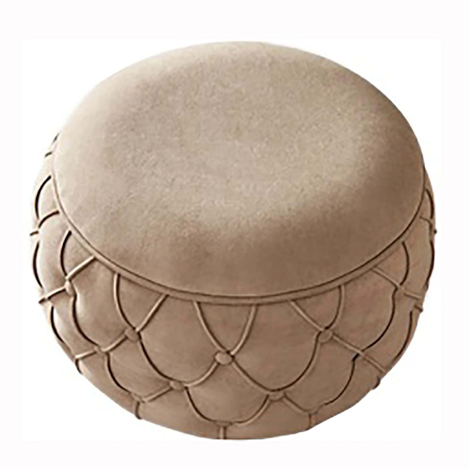 Repose-pieds ottoman blanc de 58x58x43 cm avec grand pouf de rangement rond de salon