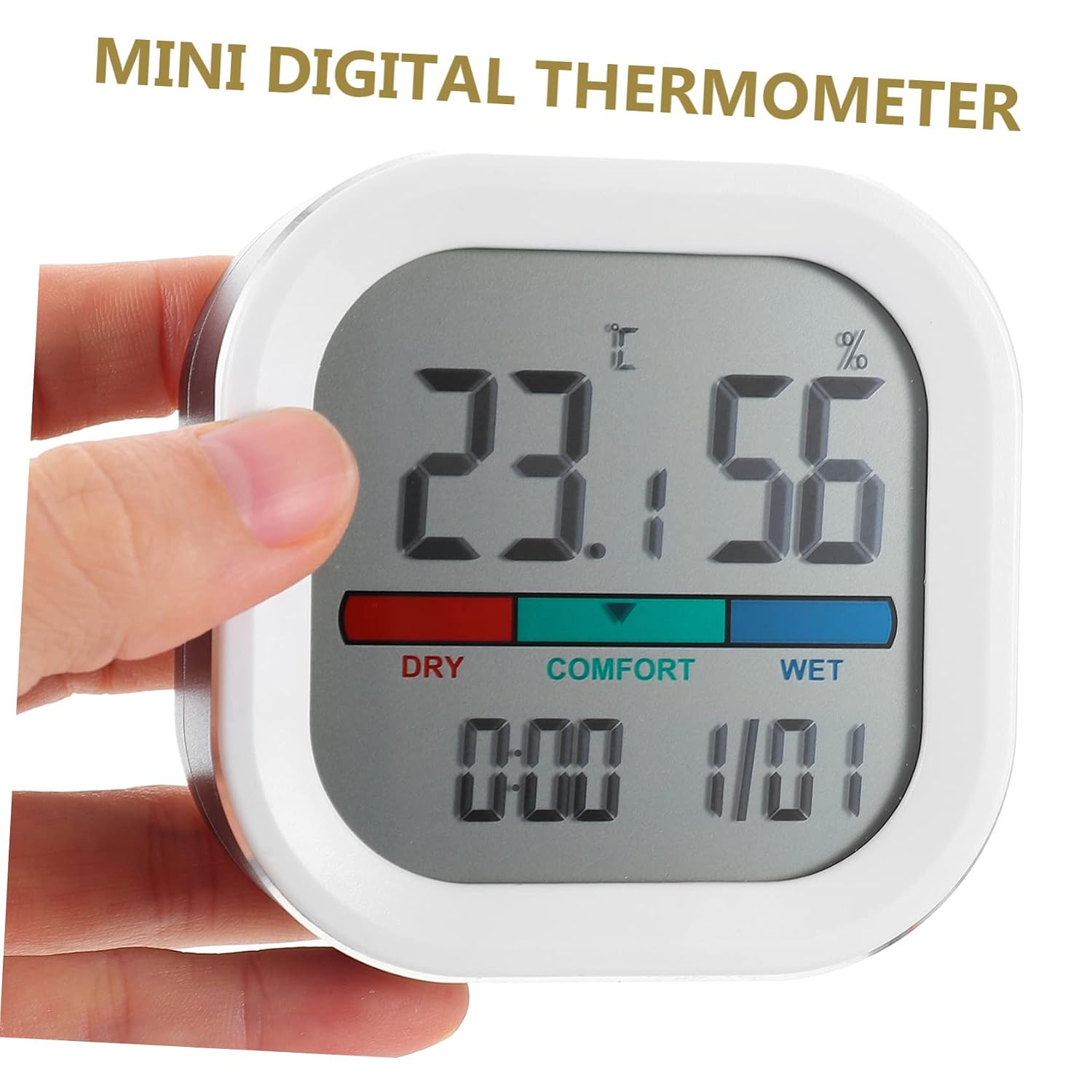 BESPORTBLE Digital Hygrometer with Clock Function for Home Office and Baby Room Accurate Temperature and Humidity Measurement Colorful Display Easy to Read