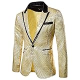 B-430 Gold Mens Work Office Blazer Outerwear Jackets Blazer Outfits for Man Sequin Sparkly Glitter Fall Winter Outerwear 2023 Clothing Fashion Regular Fit VM M
