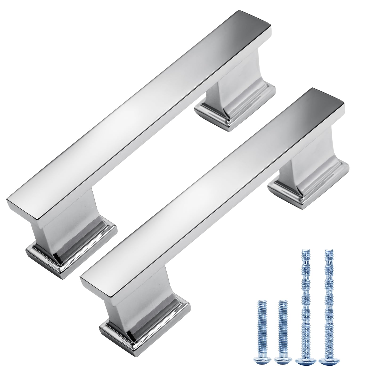 Waziaqoc 10 Pack Polished Chrome 3 Inch (76mm) Hole Centers Kitchen Cabinet Pulls, Kitchen Handles Hardware for Cabinets Cupboard Handles Drawer Pulls