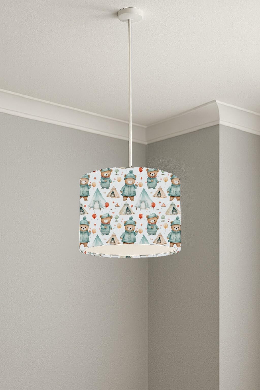 Cozy Camping Bears lightshade – 20 x 18.5cm Ceiling Drum Shade | E33BB8