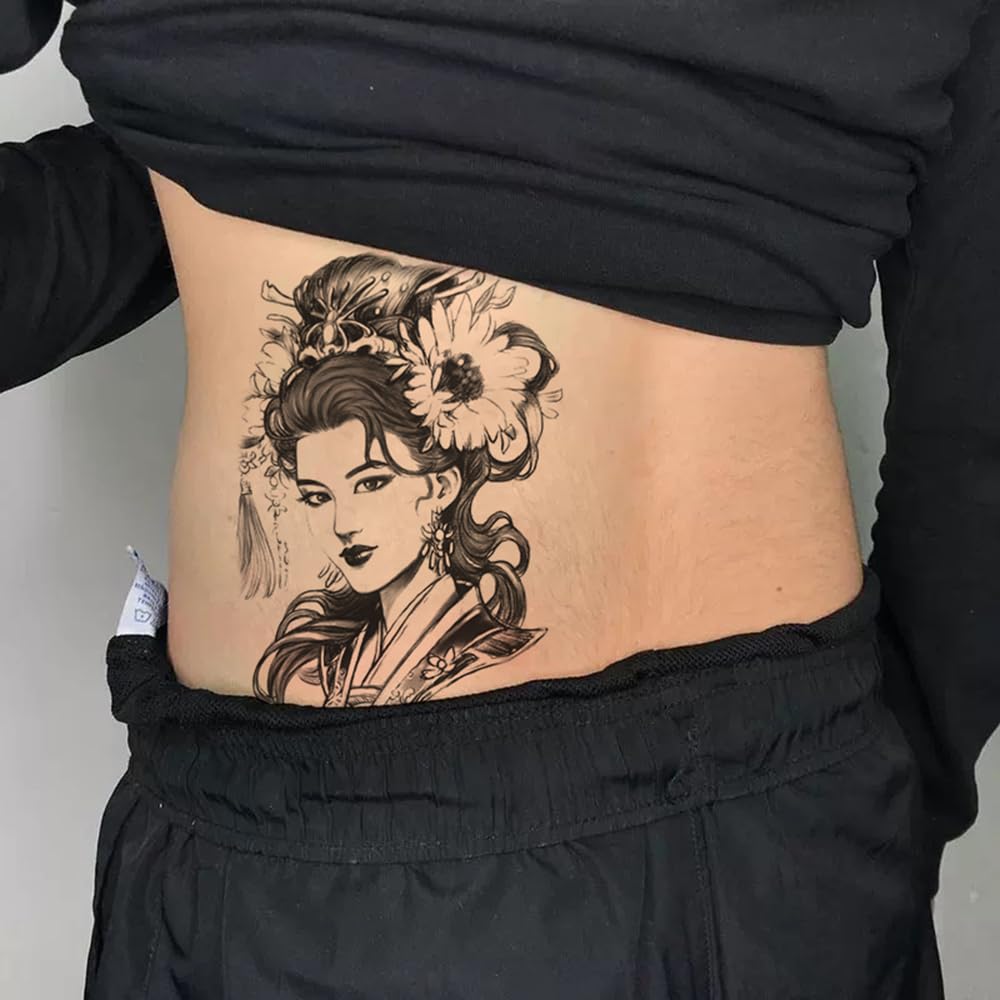 Amazon.com : Oottati 6 Sheets Japanese Geisha Temporary Tattoos
