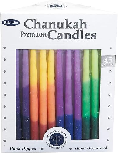 Vista 62 de Velas para Jánuca de Rite-Lite Judaica Hechas a mano, de color azul y blanco. Caja de 45 unidades. Azul y Blanco,Blanco,azul/blanco,Splash